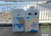 海南景区海边烤漆不锈钢分类垃圾桶