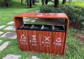 转木纹四分类不锈钢垃圾箱定制城市新名片