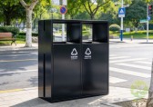 黑色喷塑不锈钢分类垃圾桶城市街道的“隐形守护者”