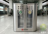 杭州地铁站不锈钢连体分类垃圾桶以匠心工艺守护城市文明