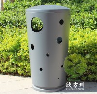 户外镂空圆柱形不锈钢垃圾桶