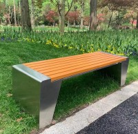 户外公园景区塑木不锈钢休闲椅