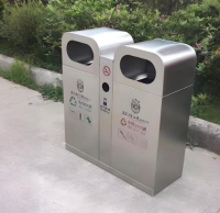 定制户外方形两分类不锈钢垃圾箱城市文明的精致注脚