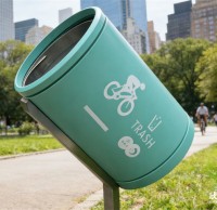 骑行道金属垃圾桶定制写