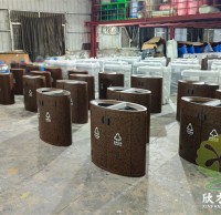 商业场所的清洁利器转大理石纹两连体垃圾桶