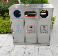 商业步行街的三分类不锈钢垃圾桶定制您的城市名片
