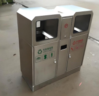 不锈钢两连体垃圾箱户外环境的定制化环保设施解决方案