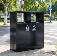 黑色喷塑不锈钢分类垃圾桶城市街道的“隐形守护者”