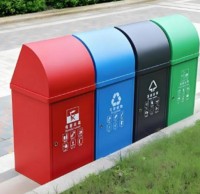 户外四色喷粉分类垃圾桶城市环保的坚实守护者