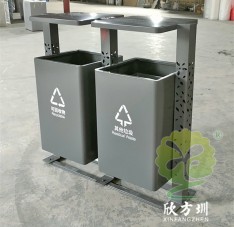 广东惠州景区镂空立柱不锈钢分类垃圾桶