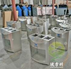 武汉地铁站室内透明三分类不锈钢垃圾桶
